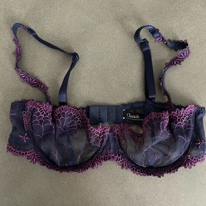 💜💙 Chantelle balconnet style Bra purple and navy blue 32B